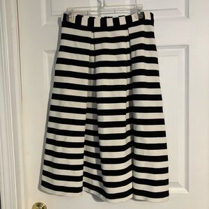 Boden Black and White Striped A-Line Skirt
